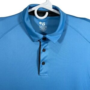 Badger Sport Ultimate SoftLock Blue Polo Shirt Mens XL Short Sleeve Performance